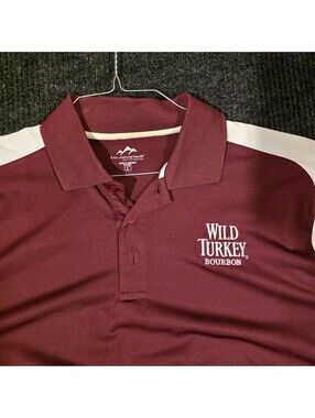 Tri-Mountain Performance Wild Turkey Bourbon Maroon and White Polo Shirt Large